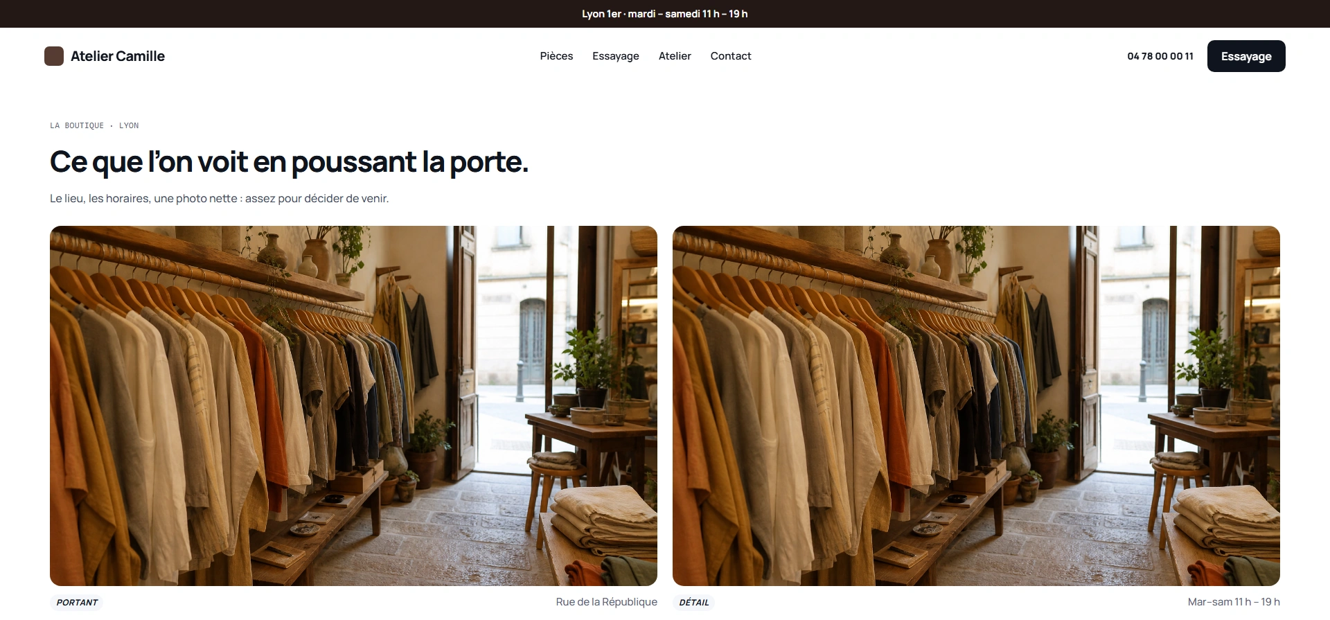 Exemple de réalisation pour boutique de prêt-à-porter