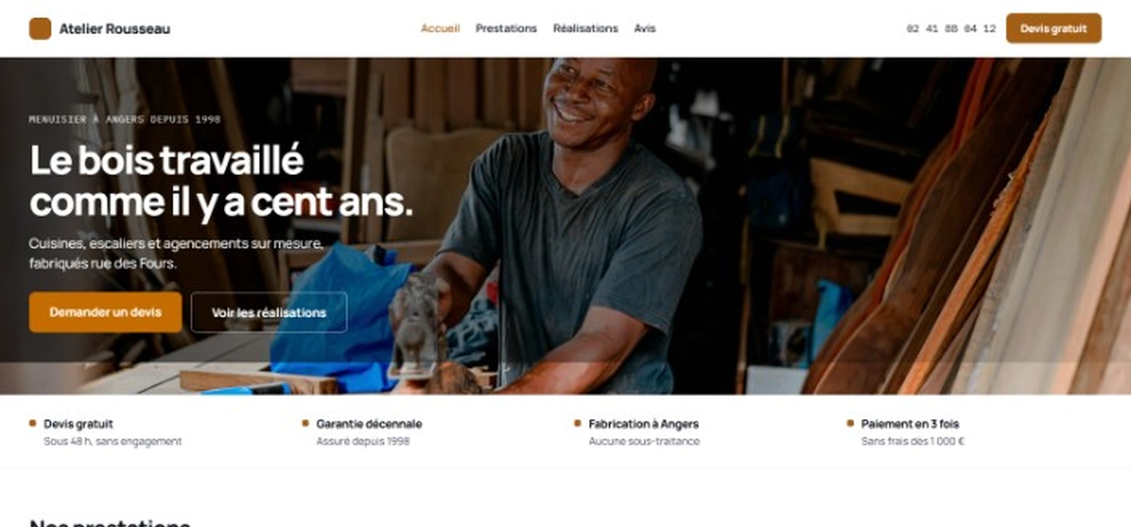 Exemple de site architecte d'intérieur sur mobile et ordinateur