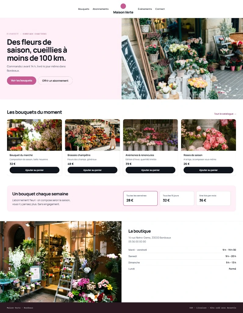 Aperçu du modèle Serre — Maison Verte, fleuriste à Bordeaux