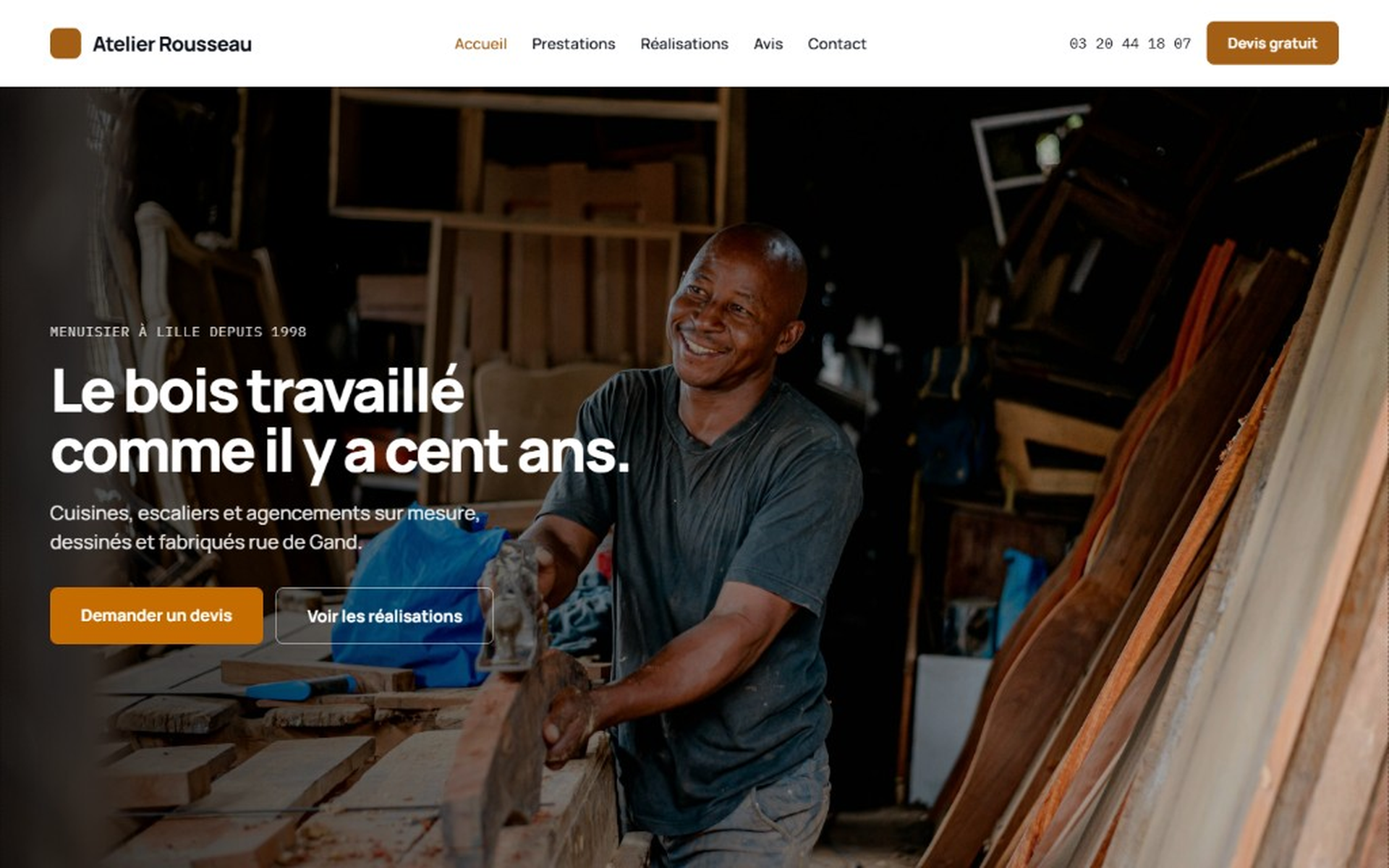 Aperçu du modèle Établi — atelier d’artisan