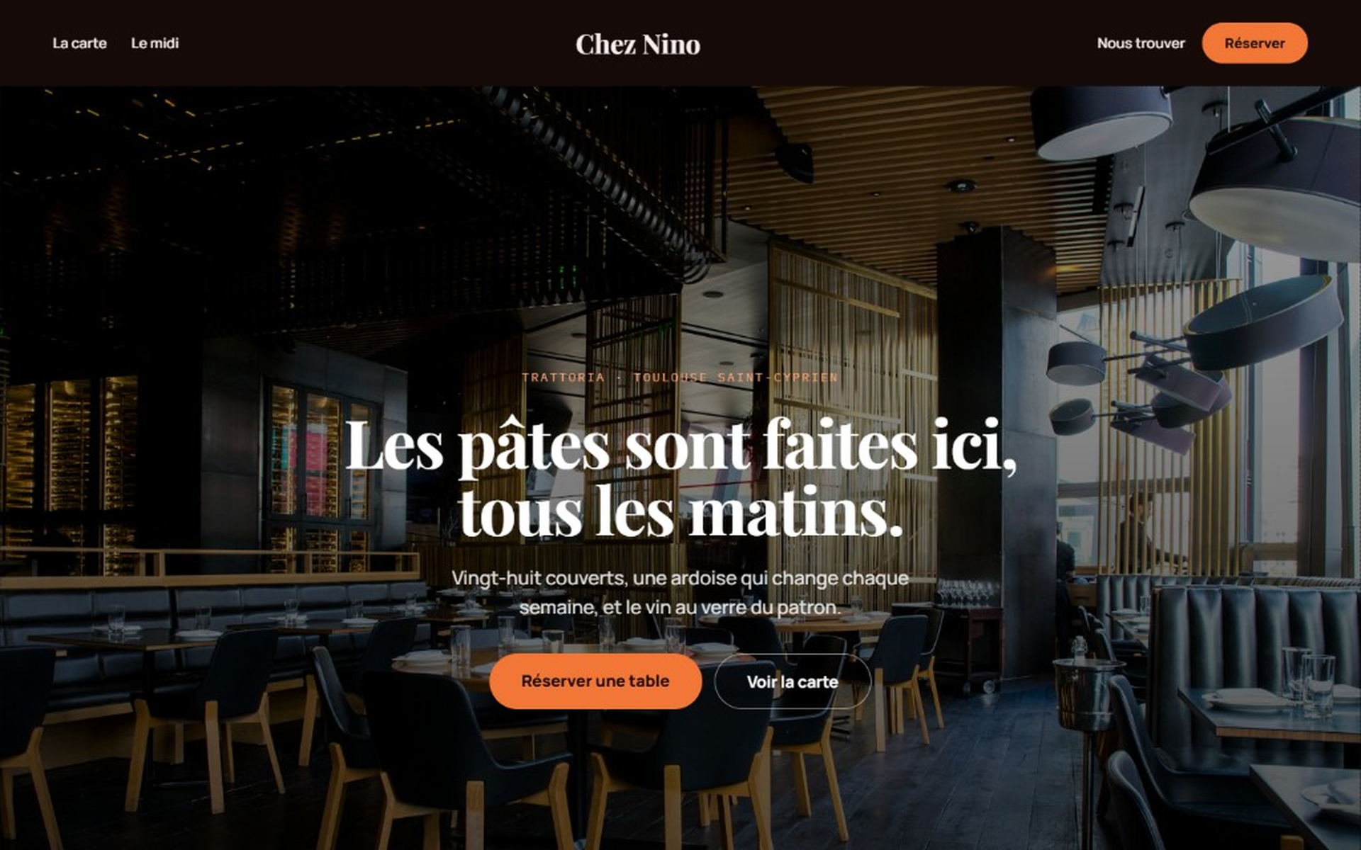 Aperçu du modèle Table — restaurant
