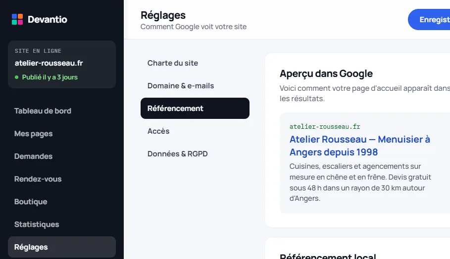 Guide : réglages de référencement et aperçu Google