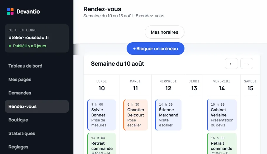 Agenda des rendez-vous